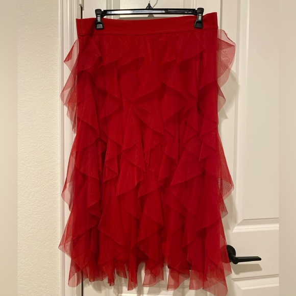 ❤️Cato Elegant Red Layered Skirt - Picture 3 of 6